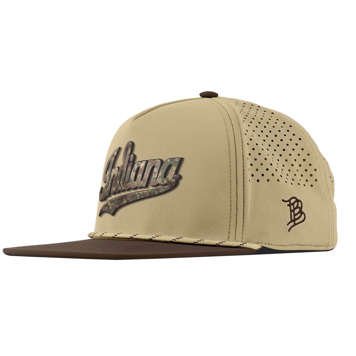 Indiana University "Indiana Timber Camo Series" Flat 5 Panel Rope Desert/Brown