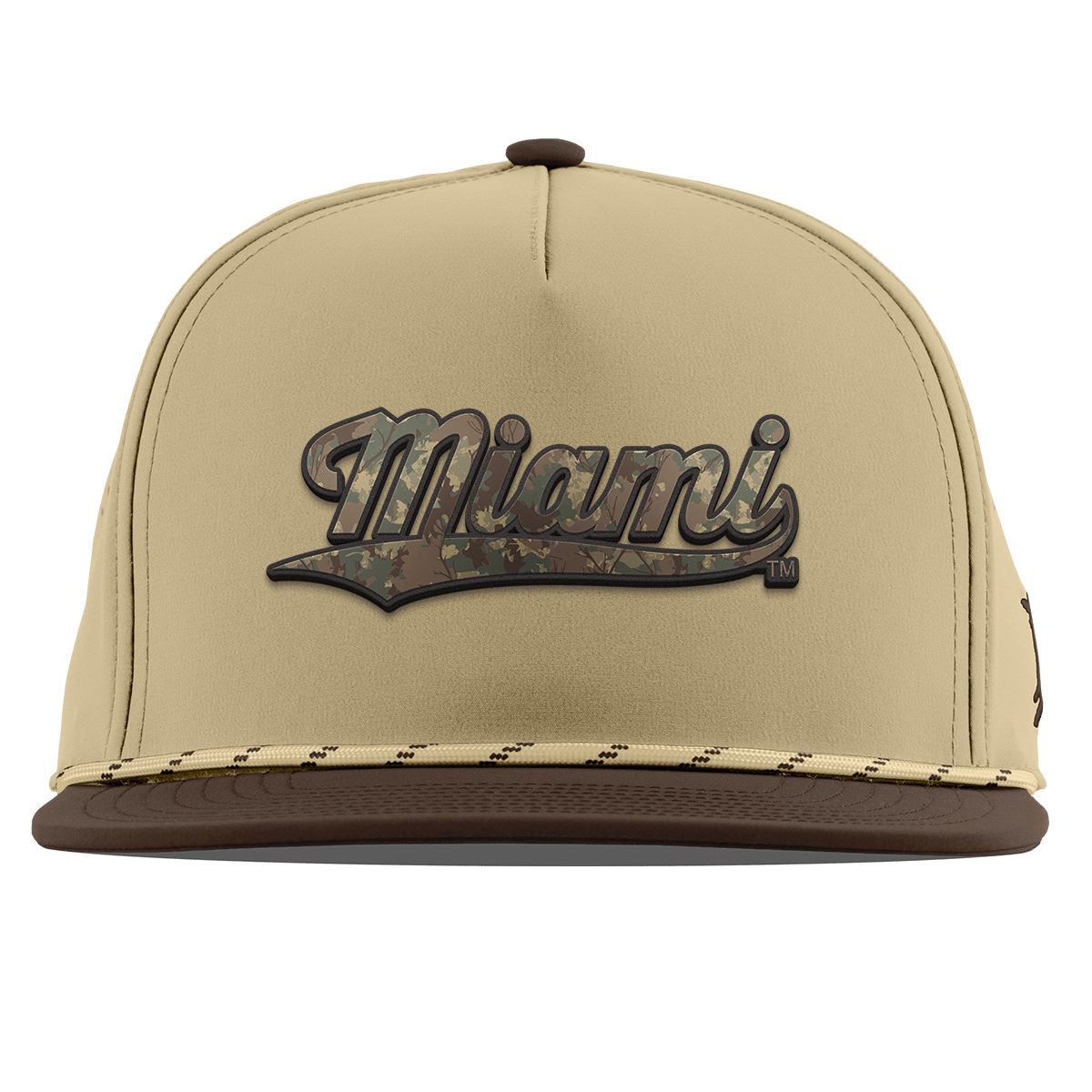 University of Miami "Miami Timber Camo Series" Flat 5 Panel Rope Desert/Brown