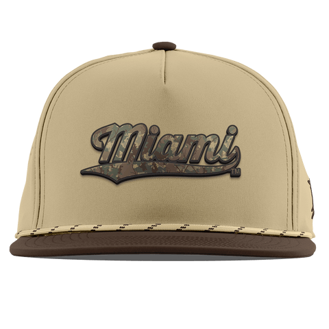University of Miami "Miami Timber Camo Series" Flat 5 Panel Rope Desert/Brown
