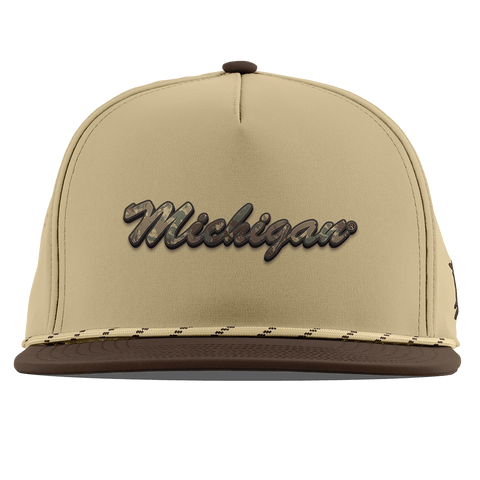 University of Michigan "Michigan Timber Camo Series" Flat 5 Panel Rope Desert/Brown