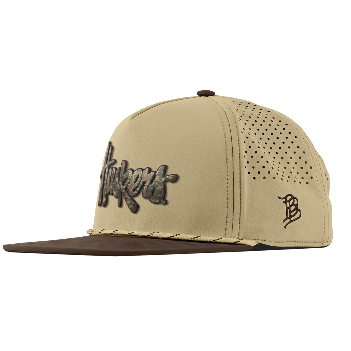 University of Nebraska "Nebraska Timber Camo Series" Flat 5 Panel Rope Desert/Brown