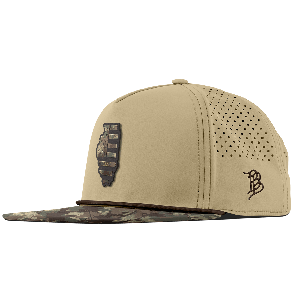 Illinois Timber Camo Patriot Flat 5 Panel Rope Desert/Timber Camo