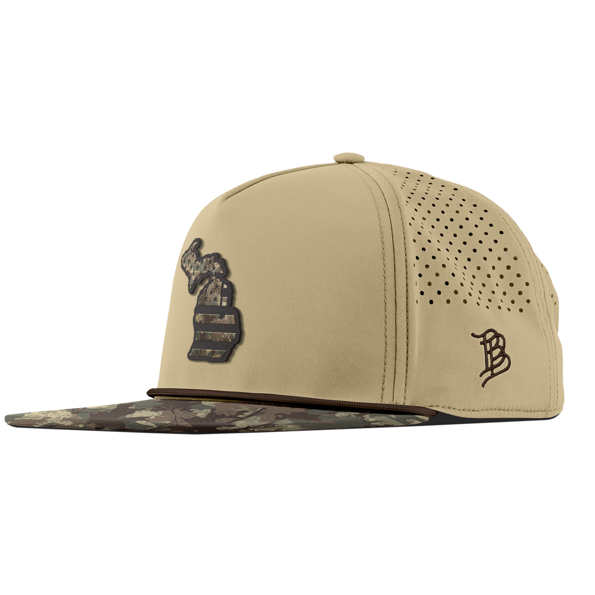 Michigan Timber Camo Patriot Flat 5 Panel Rope Desert/Timber Camo