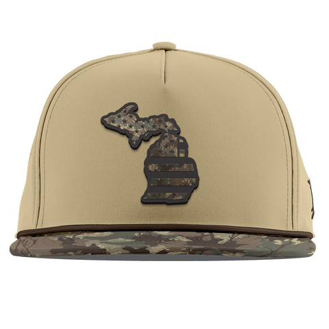 Michigan Timber Camo Patriot Flat 5 Panel Rope Desert/Timber Camo