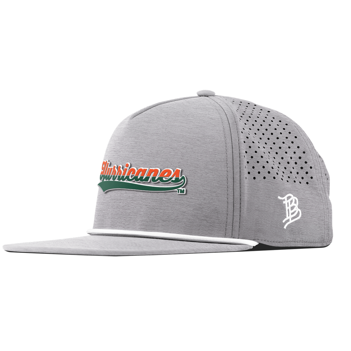 University of Miami "Hurricanes Script" Flat 5 Panel Rope Heather Gray