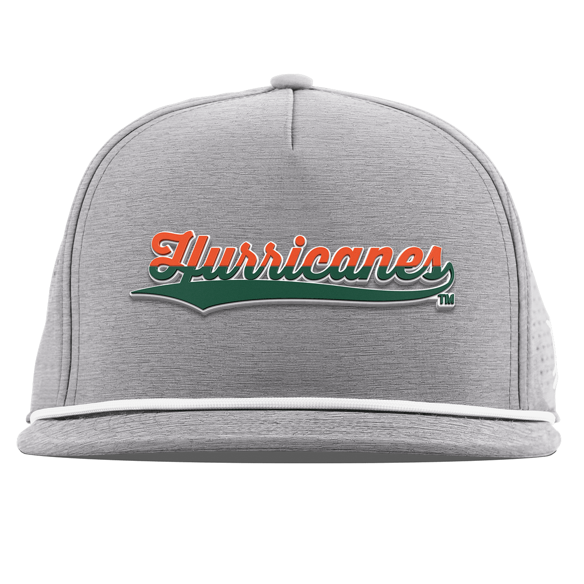 University of Miami "Hurricanes Script" Flat 5 Panel Rope Heather Gray