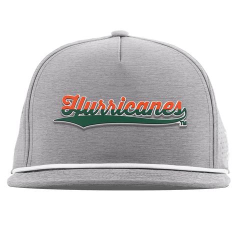 University of Miami "Hurricanes Script" Flat 5 Panel Rope Heather Gray