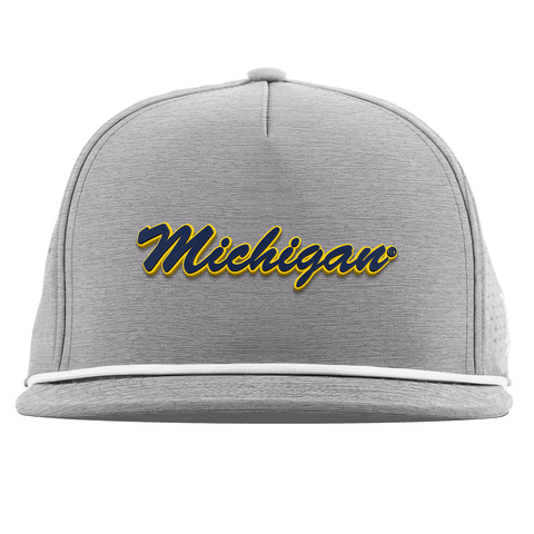 University of Michigan "Michigan Script" Flat 5 Panel Rope Heather Gray