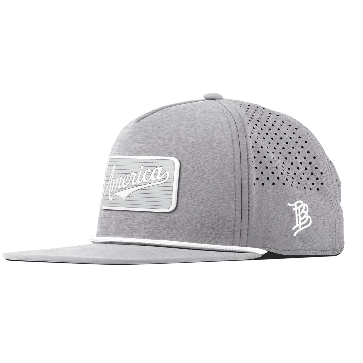 Pearl America Badge Flat  5 Panel Rope Heather Gray