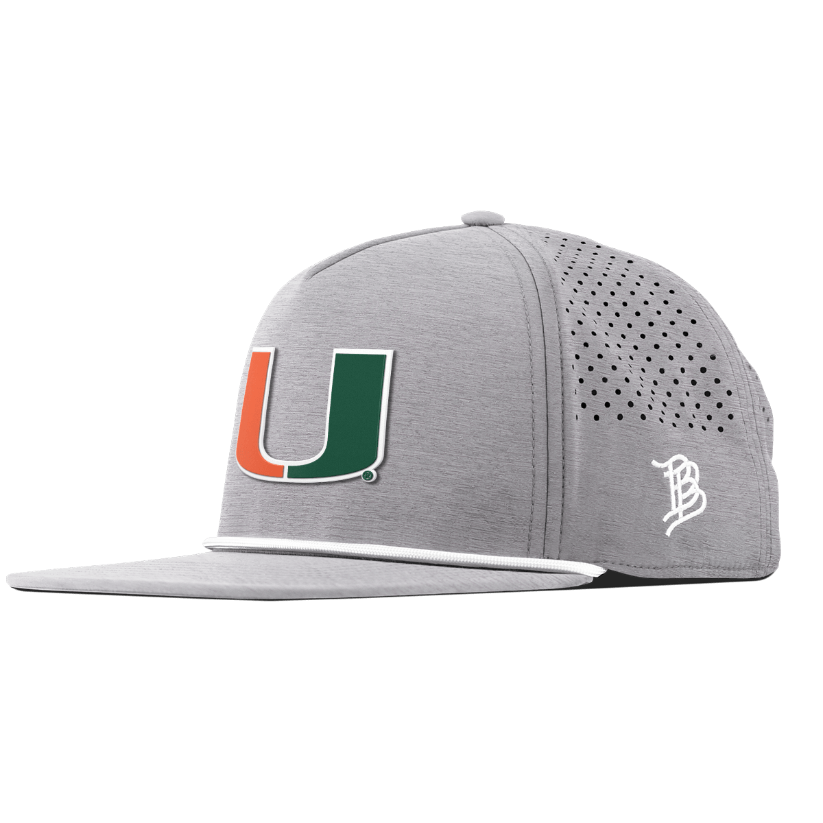 University of Miami "Miami Team Logo" Flat 5 Panel Rope Heather Gray