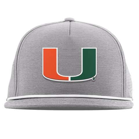 University of Miami "Miami Team Logo" Flat 5 Panel Rope Heather Gray