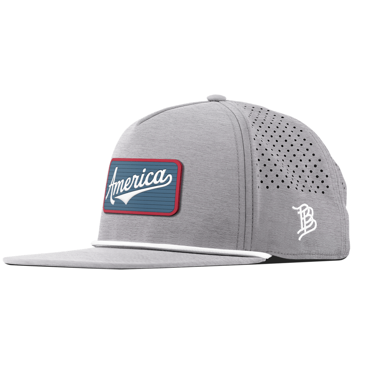 USA America Badge Flat 5 Panel Rope Heather Gray