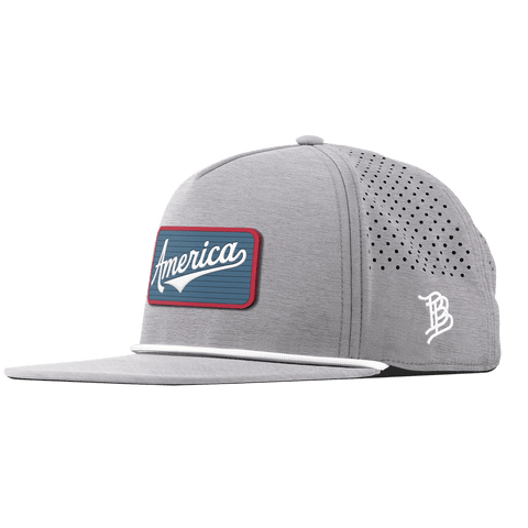 USA America Badge Flat 5 Panel Rope Heather Gray