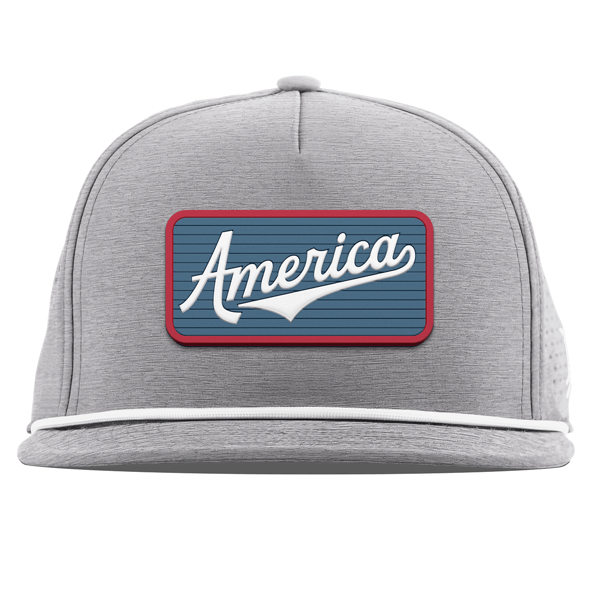 USA America Badge Flat 5 Panel Rope Heather Gray