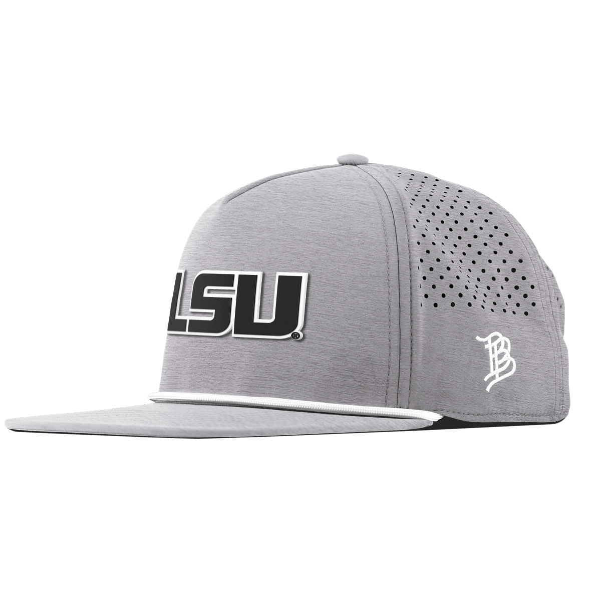 Louisiana State University "Vintage LSU Block" Flat 5 Panel Rope Heather Gray