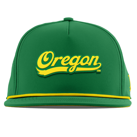 University of Oregon "Oregon Script" Flat 5 Panel Rope Kelly Green + Gold Rope