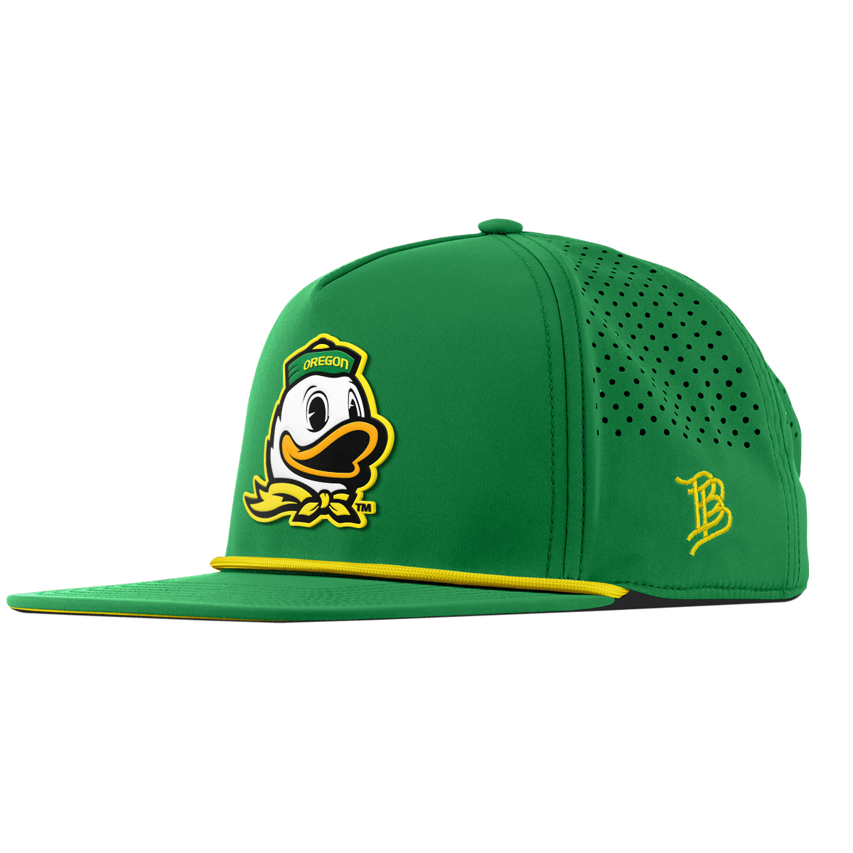 University of Oregon "The Duck" Flat 5 Panel Rope Kelly Green + Gold Rope