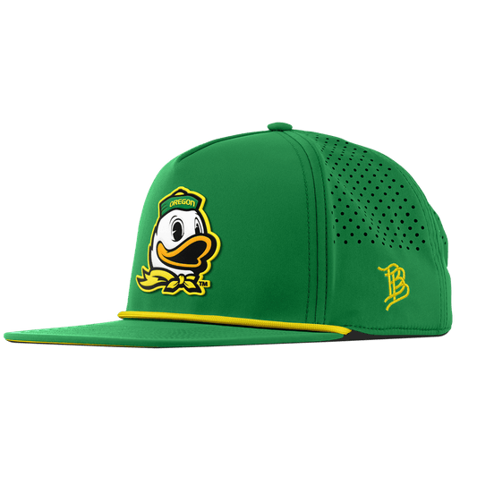 University of Oregon "The Duck" Flat 5 Panel Rope Kelly Green + Gold Rope