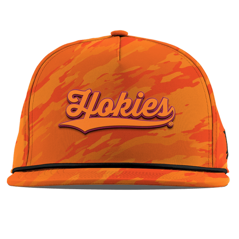 Virginia Tech University "Hokies Script" Flat 5 Panel Rope Blaze Orange Camo