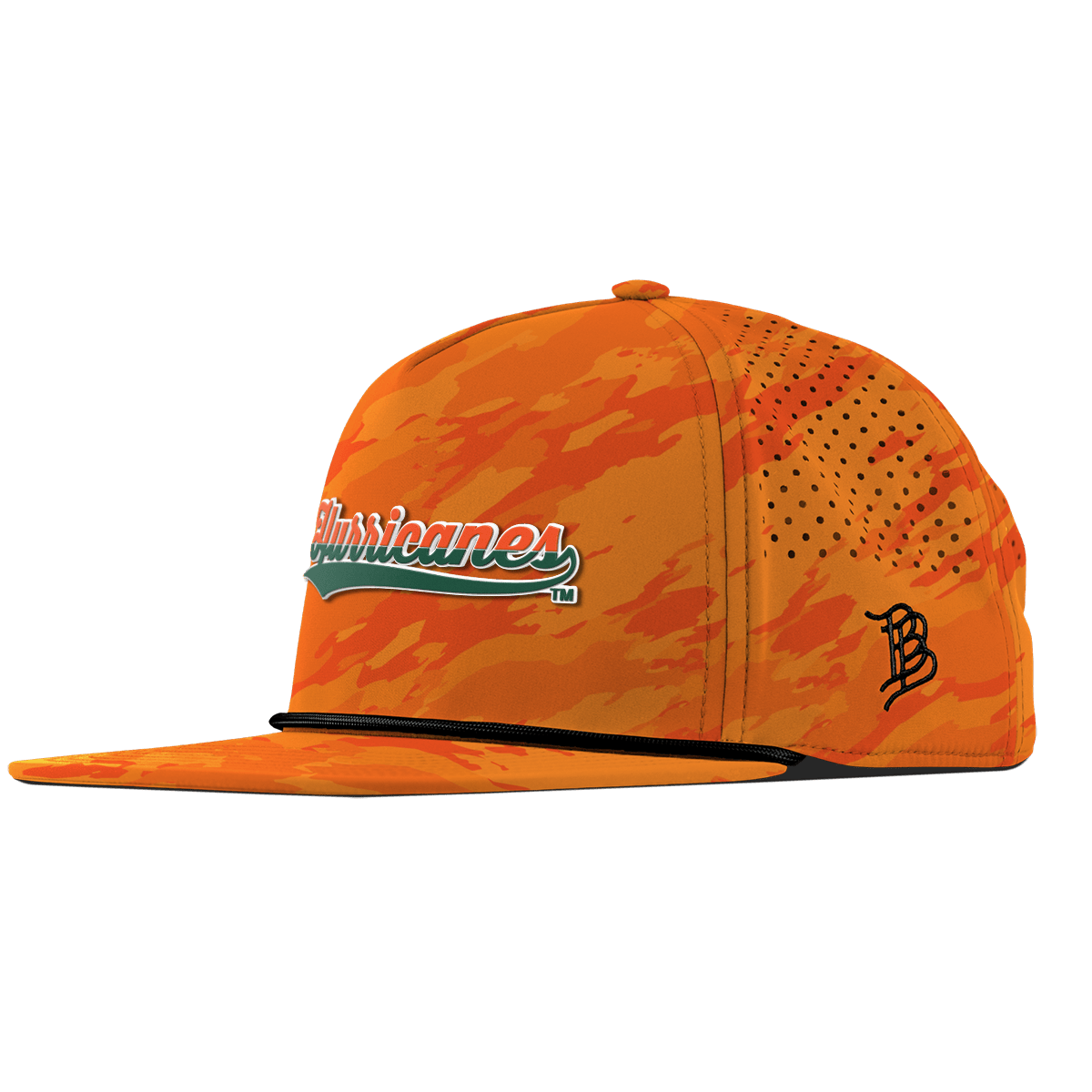University of Miami "Hurricanes Script" Flat 5 Panel Rope Blaze Orange Camo