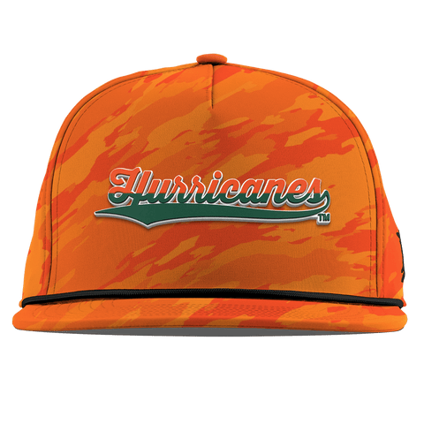 University of Miami "Hurricanes Script" Flat 5 Panel Rope Blaze Orange Camo