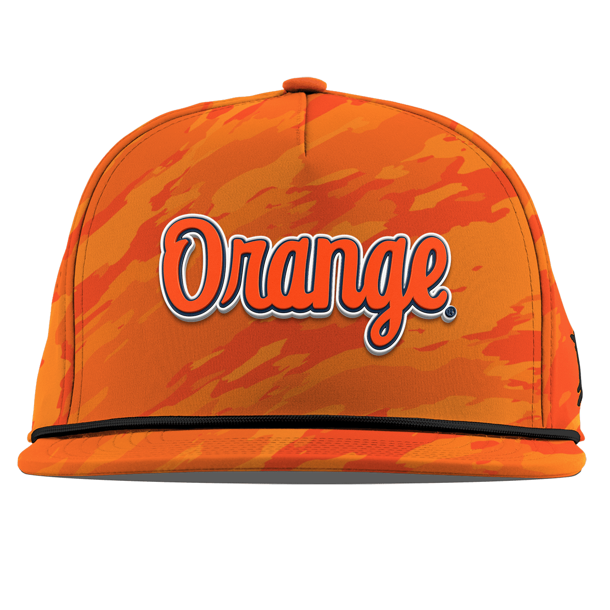 Syracuse University "Orange Throwback Script" Flat 5 Panel Rope Blaze Orange Camo