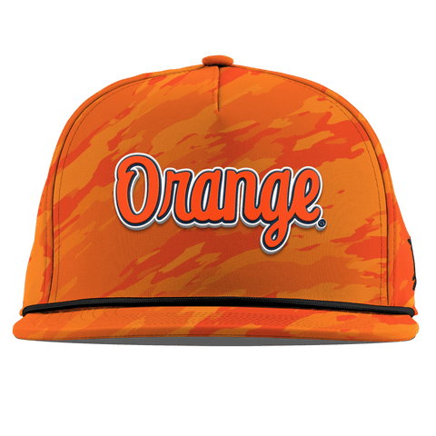 Syracuse University "Orange Throwback Script" Flat 5 Panel Rope Blaze Orange Camo