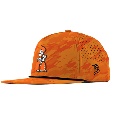 Oklahoma State University "Pistol Pete Quickdraw" Flat 5 Panel Rope Blaze Orange Camo