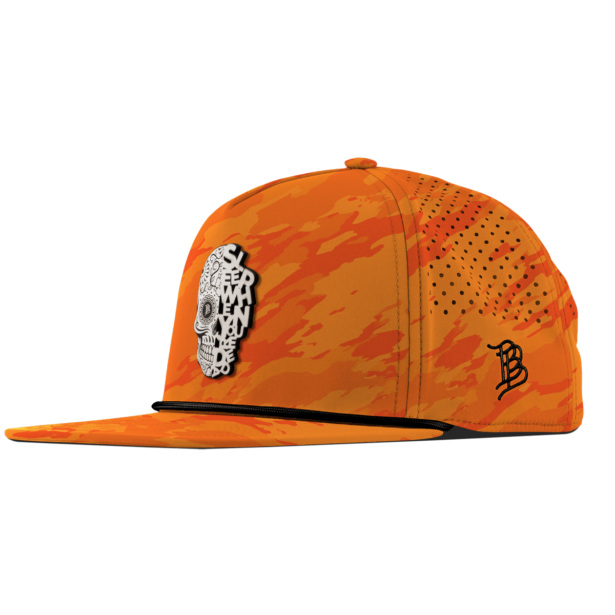 Sleep When You're Dead Skull Flat 5 Panel Rope Blaze Orange Camo