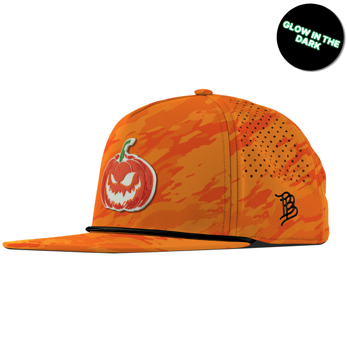 Jack-O-Lantern Glow Flat 5 Panel Rope Blaze Orange Camo