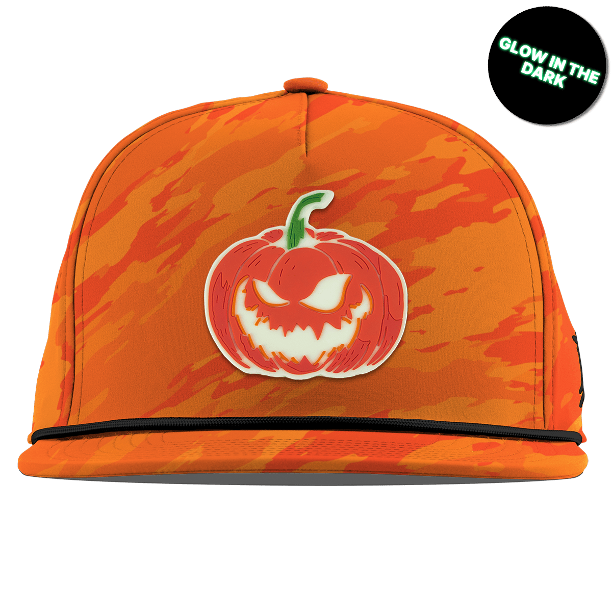 Jack-O-Lantern Glow Flat 5 Panel Rope Blaze Orange Camo