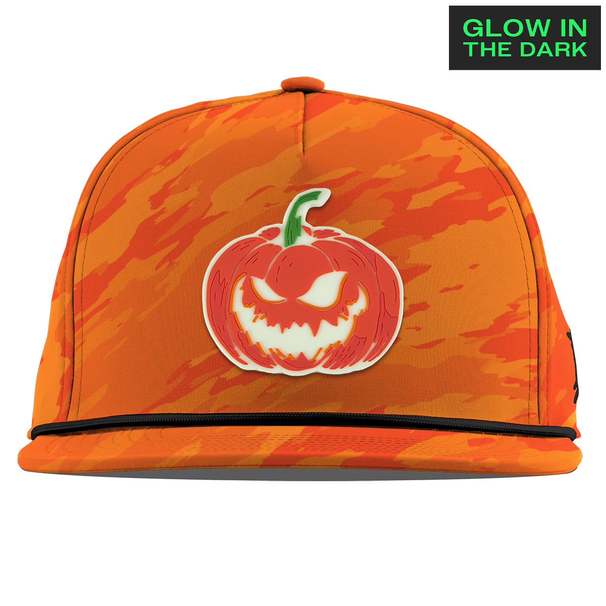 Jack-O-Lantern Glow Flat 5 Panel Rope Blaze Orange Camo