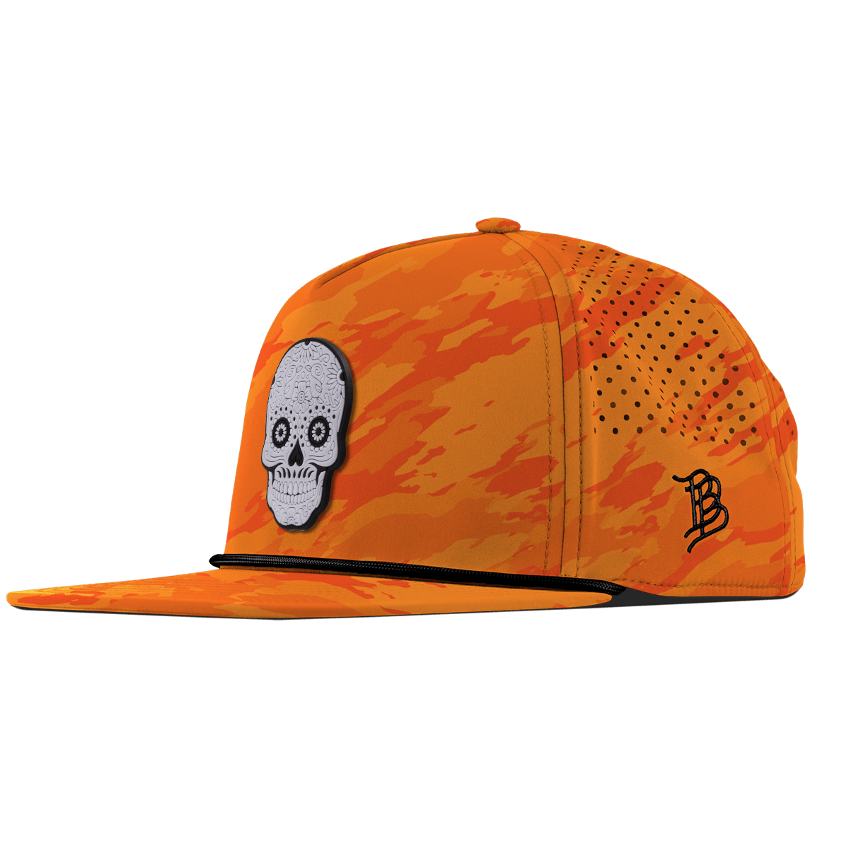 Sugar Skull PVC Flat 5 Panel Rope Blaze Orange Camo