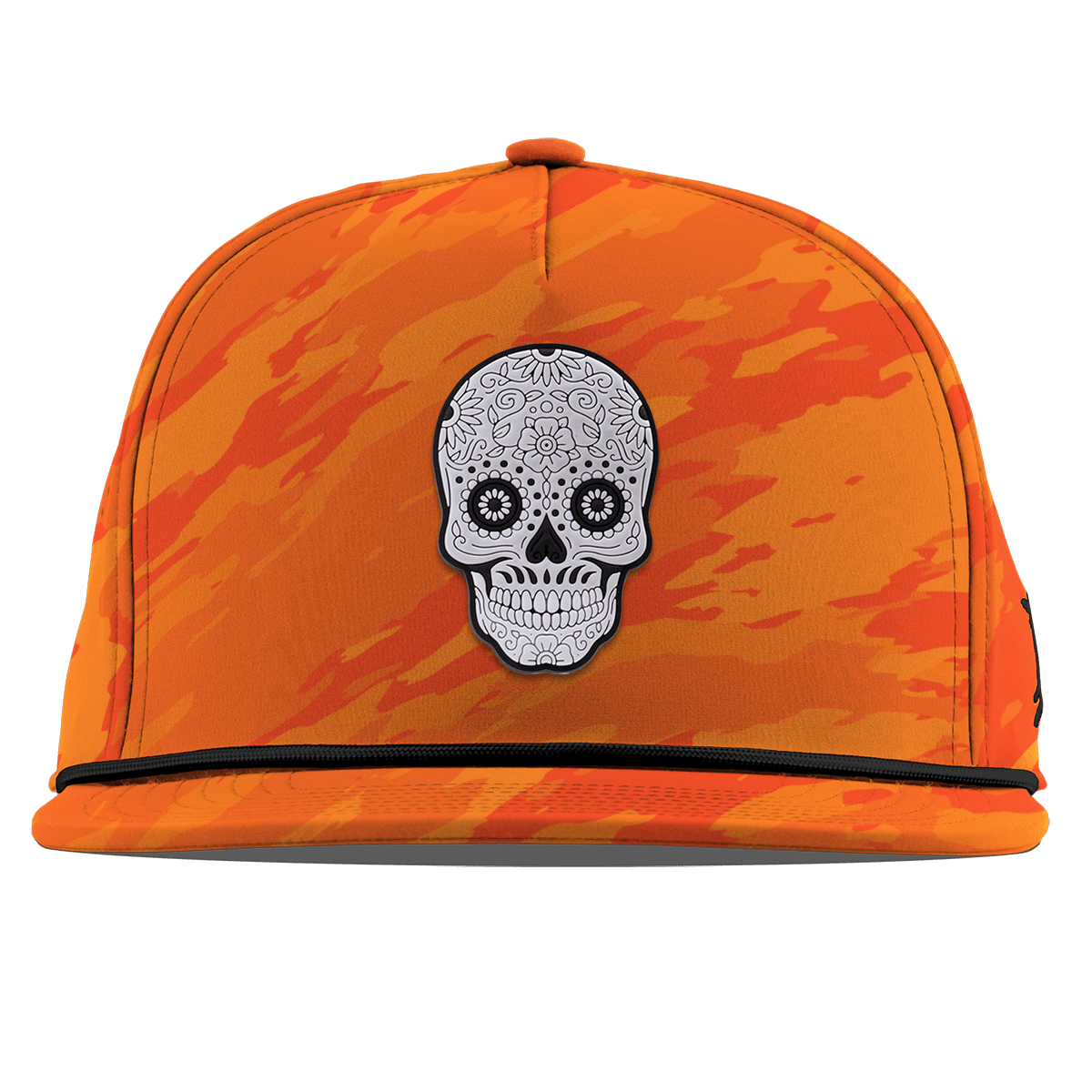 Sugar Skull PVC Flat 5 Panel Rope Blaze Orange Camo