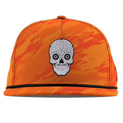 Sugar Skull PVC Flat 5 Panel Rope Blaze Orange Camo