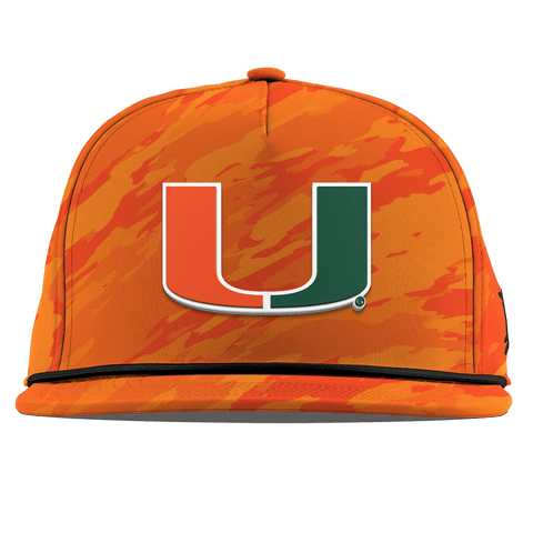 University of Miami "Miami Team Logo" Flat 5 Panel Rope Blaze Orange Camo