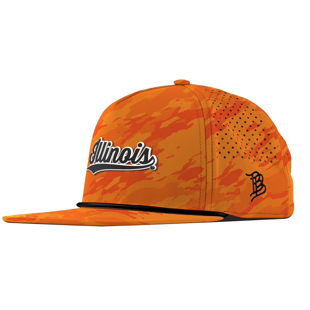 University of Illinois "Vintage Illinois Script" Flat 5 Panel Rope Blaze Orange Camo