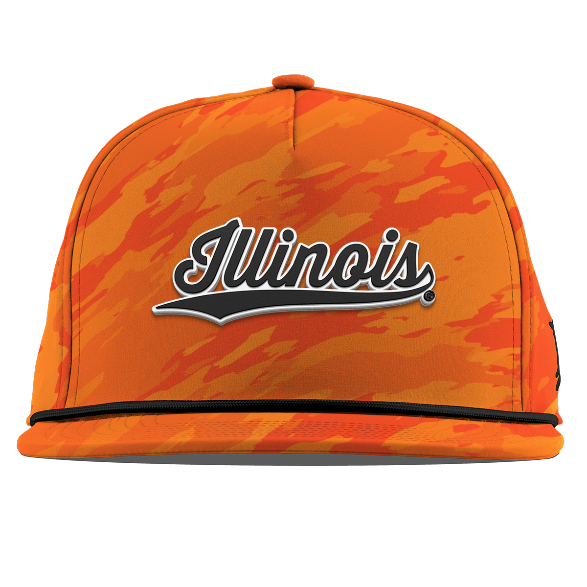 University of Illinois "Vintage Illinois Script" Flat 5 Panel Rope Blaze Orange Camo