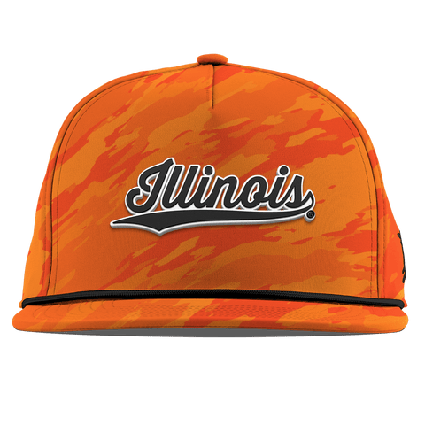 University of Illinois "Vintage Illinois Script" Flat 5 Panel Rope Blaze Orange Camo