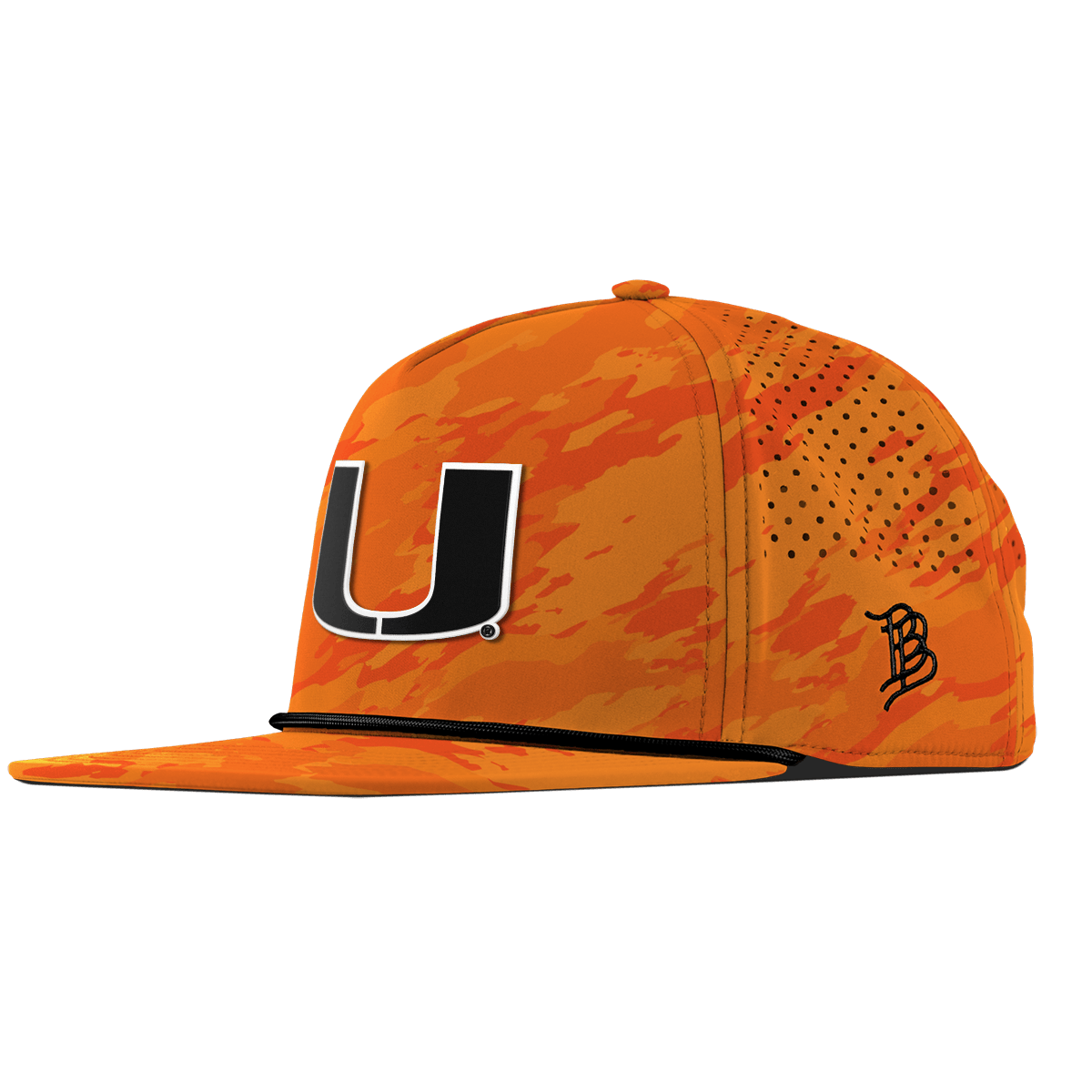 University of Miami "Vintage Miami Team Logo" Flat 5 Panel Rope Blaze Orange Camo
