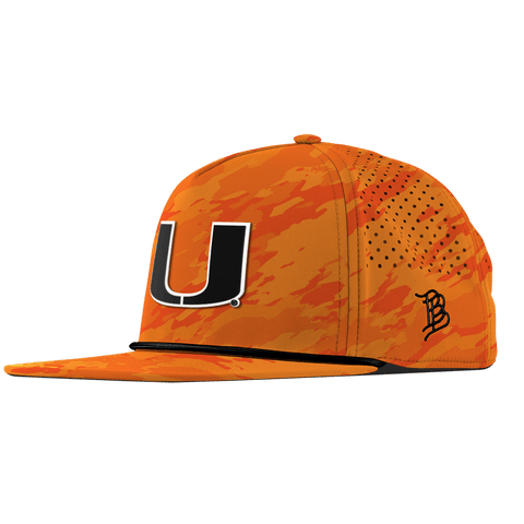 University of Miami "Vintage Miami Team Logo" Flat 5 Panel Rope Blaze Orange Camo