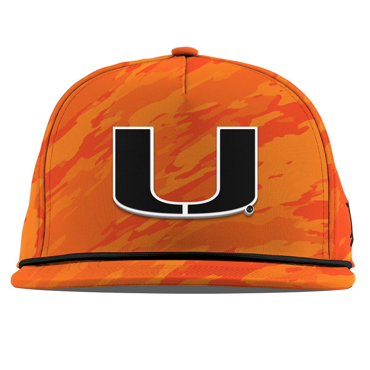 University of Miami "Vintage Miami Team Logo" Flat 5 Panel Rope Blaze Orange Camo