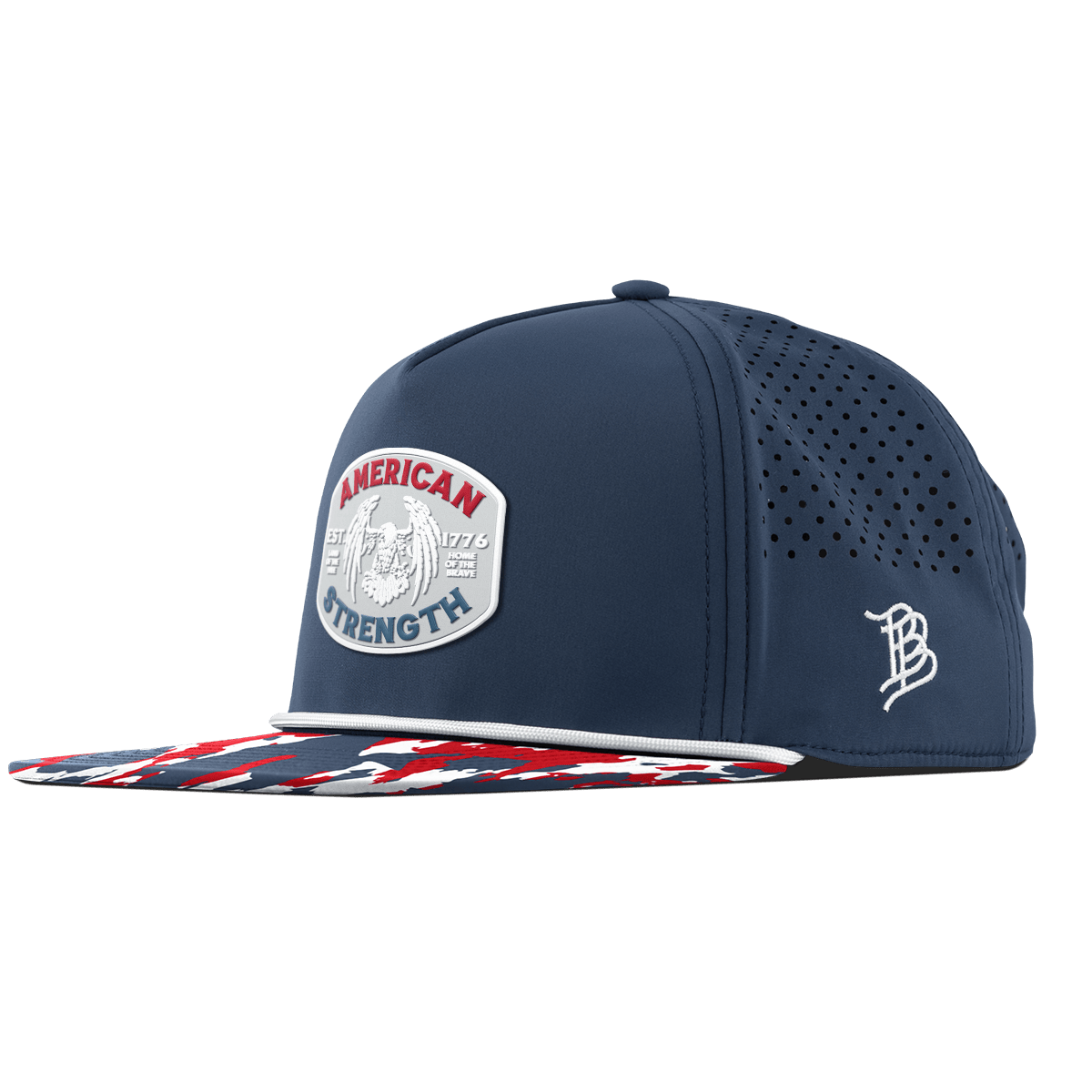 American Strength USA Flat 5 Panel Rope Orion/USA Camo + White Rope