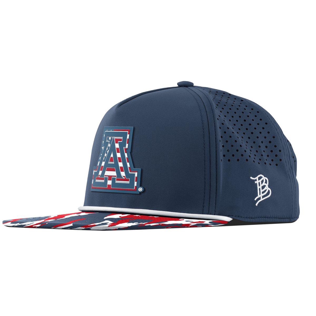 University of Arizona "Arizona Stars & Stripes" Flat 5 Panel Rope Orion/USA Camo + White Rope