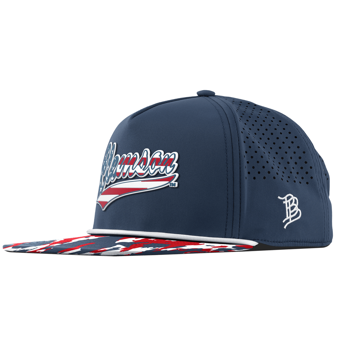 Clemson University "Clemson Stars & Stripes" Flat 5 Panel Rope Orion/USA Camo + White Rope