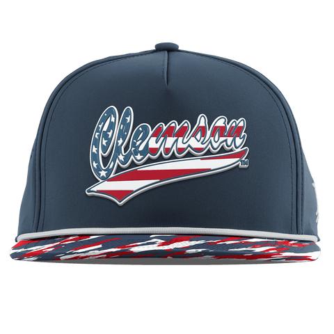 Clemson University "Clemson Stars & Stripes" Flat 5 Panel Rope Orion/USA Camo + White Rope