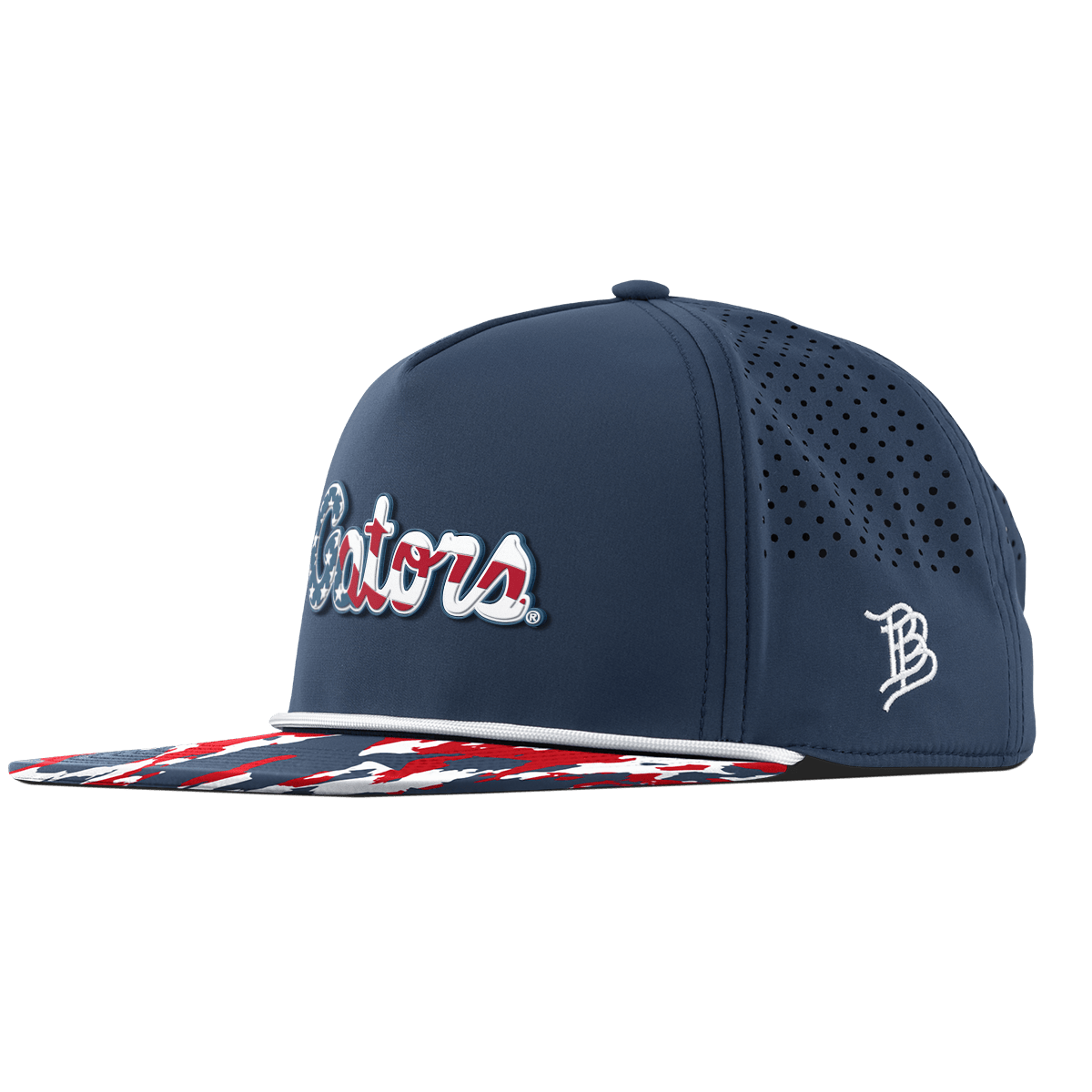 University of Florida "Gators Stars & Stripes" Flat 5 Panel Rope Orion/USA Camo + White Rope