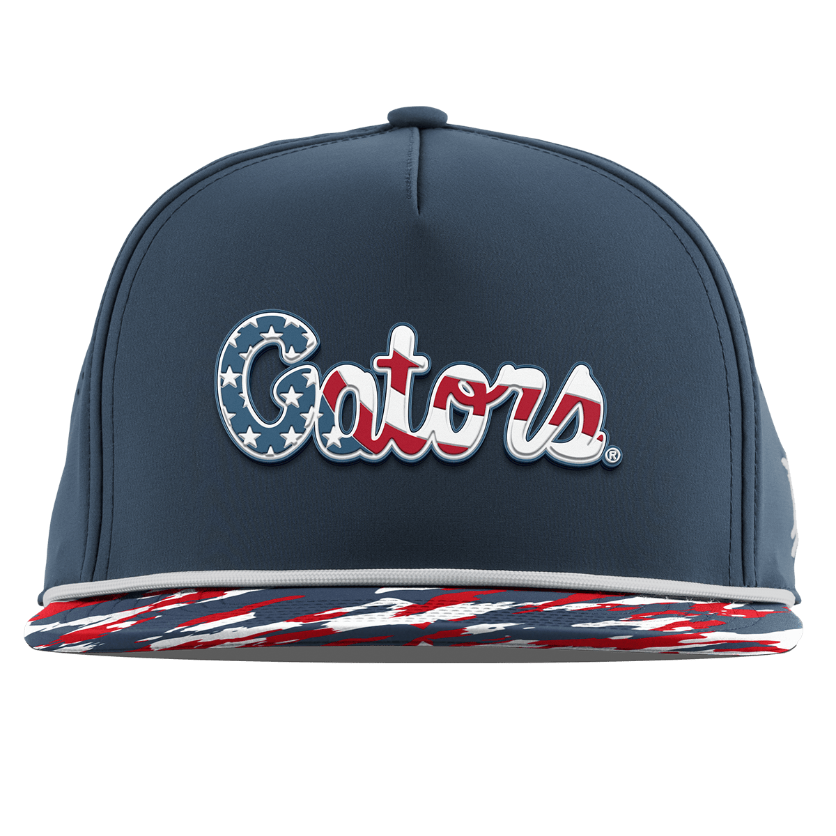 University of Florida "Gators Stars & Stripes" Flat 5 Panel Rope Orion/USA Camo + White Rope