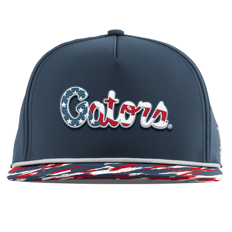 University of Florida "Gators Stars & Stripes" Flat 5 Panel Rope Orion/USA Camo + White Rope