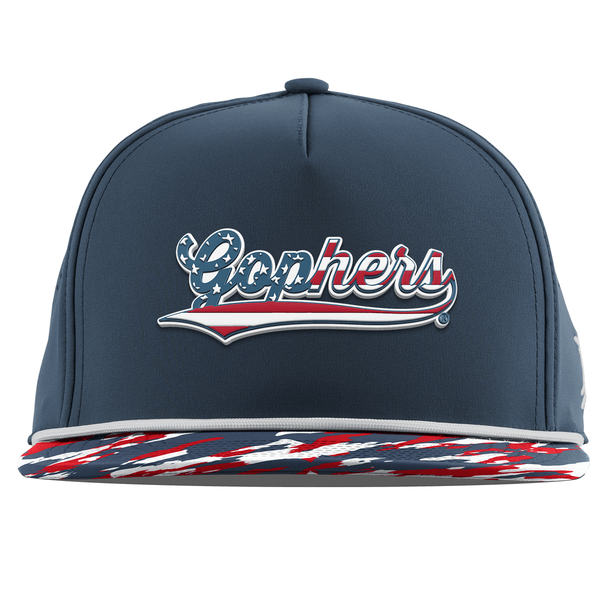University of Minnesota "Gophers Stars & Stripes" Flat 5 Panel Rope Orion/USA Camo + White Rope